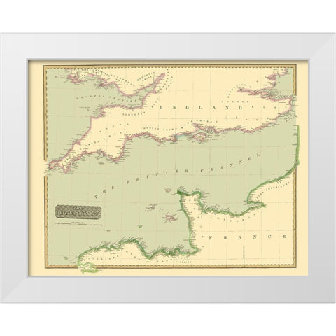 British Channel England France - Thomson 1814 White Modern Wood Framed Art Print by Thomson