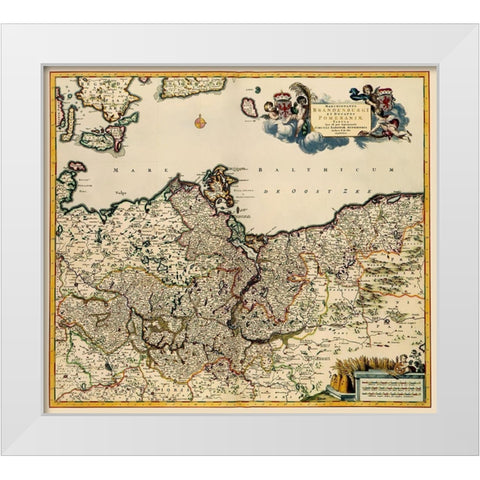 Brandenburg Germany - De Wit 1688 White Modern Wood Framed Art Print by De Wit