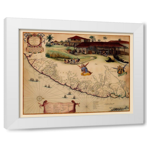 South America Brazil Coast - Blaeu 1662 White Modern Wood Framed Art Print by Blaeu