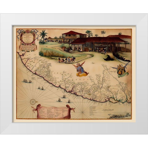 South America Brazil Coast - Blaeu 1662 White Modern Wood Framed Art Print by Blaeu