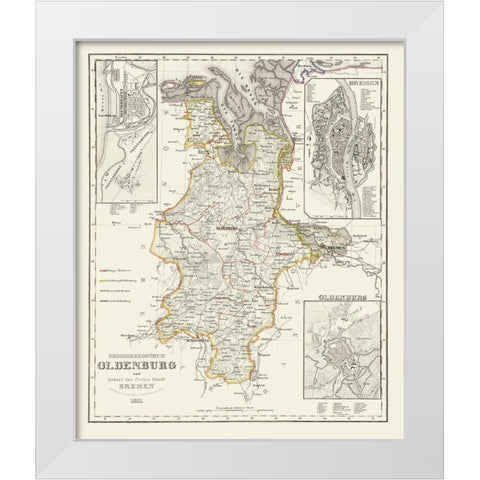 Bremen Oldenburg Germany - Gotthard 1851 White Modern Wood Framed Art Print by Gotthard