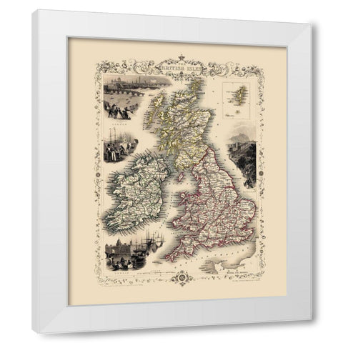 British Isles Great Britain - Tallis 1851 White Modern Wood Framed Art Print by Tallis