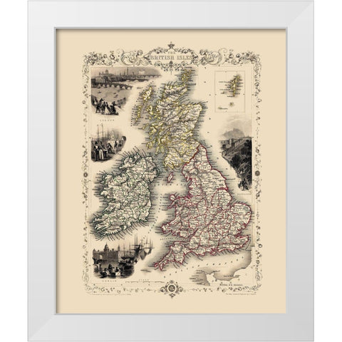 British Isles Great Britain - Tallis 1851 White Modern Wood Framed Art Print by Tallis