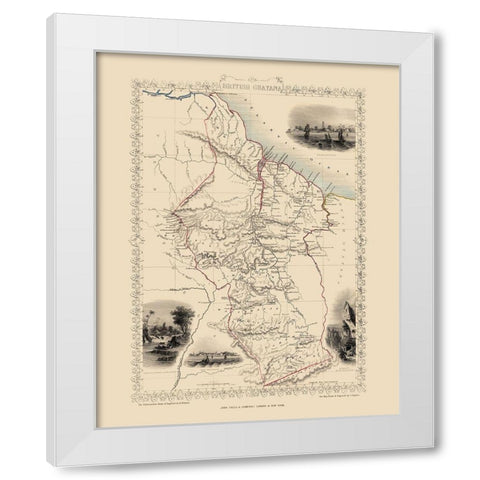 British Guayana South America - Tallis 1851 White Modern Wood Framed Art Print by Tallis
