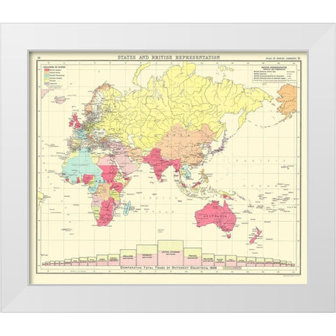 British Trade United Kingdom - Bartholomew 1907 White Modern Wood Framed Art Print by Bartholomew