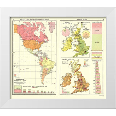 British Trade United Kingdom - Bartholomew 1907 White Modern Wood Framed Art Print by Bartholomew
