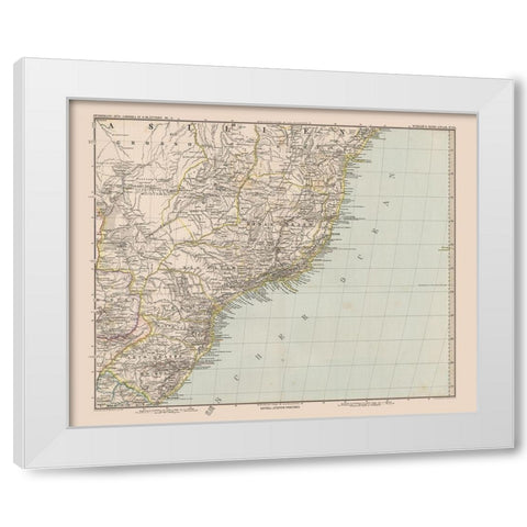 Southeast Brazil - Stieler 1885 White Modern Wood Framed Art Print by Stieler