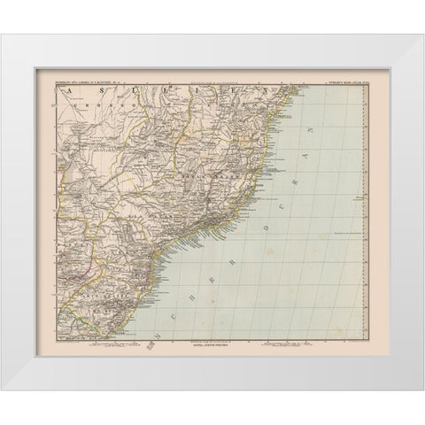 Southeast Brazil - Stieler 1885 White Modern Wood Framed Art Print by Stieler