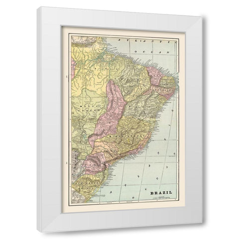 South America Brazil - Cram 1892 White Modern Wood Framed Art Print by Cram