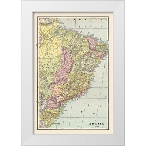 South America Brazil - Cram 1892 White Modern Wood Framed Art Print by Cram