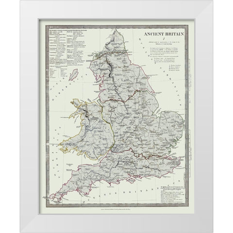 Ancient Britain United Kingdom - Baldwin 1830 White Modern Wood Framed Art Print by Baldwin