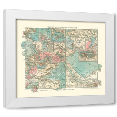 Baltic Sea Ports England Ireland Scotland White Modern Wood Framed Art Print by Perthes
