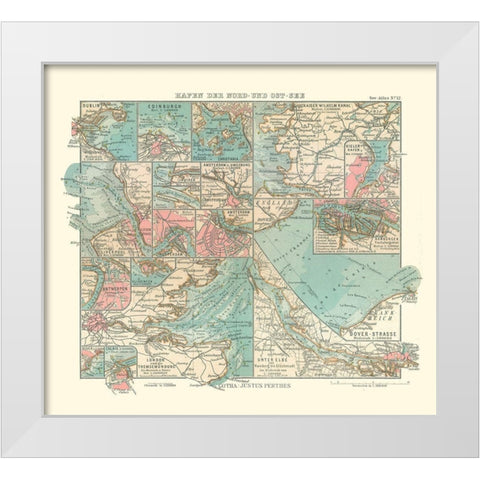Baltic Sea Ports England Ireland Scotland White Modern Wood Framed Art Print by Perthes