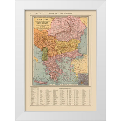 Europe Balkan States - Reynold 1921 White Modern Wood Framed Art Print by Reynold