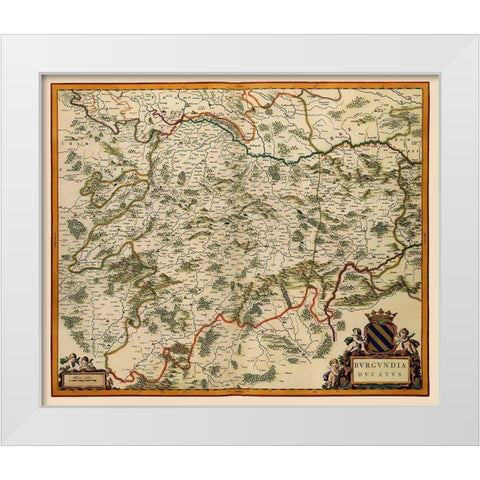 Burgundy France - Blaeu 1662 White Modern Wood Framed Art Print by Blaeu