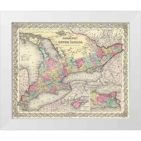 Upper Canada - Colton 1855 White Modern Wood Framed Art Print by Colton
