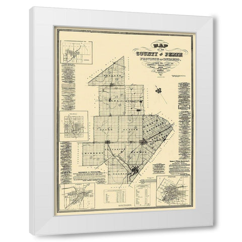 Perth County Ontario Canada - Kirk 1875 White Modern Wood Framed Art Print by Kirk