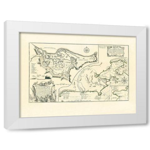 Louisburg City, Harbour, and Fortifications White Modern Wood Framed Art Print by Jefferys