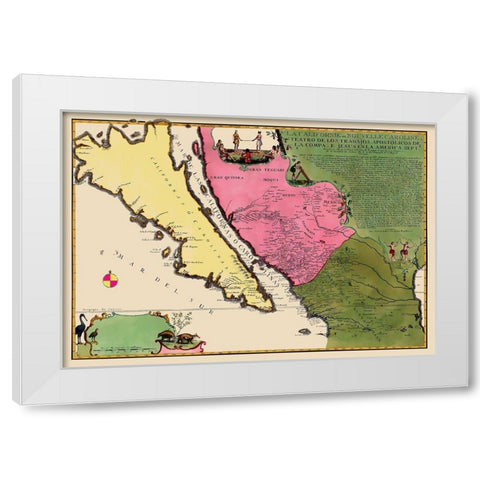 North America California Island - De Fer 1720 White Modern Wood Framed Art Print by De Fer