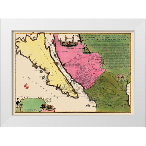 North America California Island - De Fer 1720 White Modern Wood Framed Art Print by De Fer