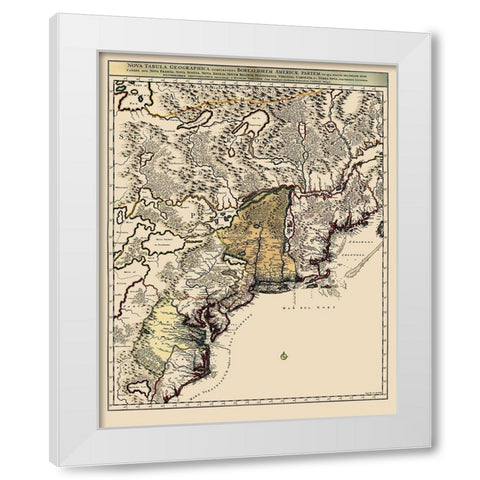 Northeastern Coast North America - Visscher 1745 White Modern Wood Framed Art Print by Visscher