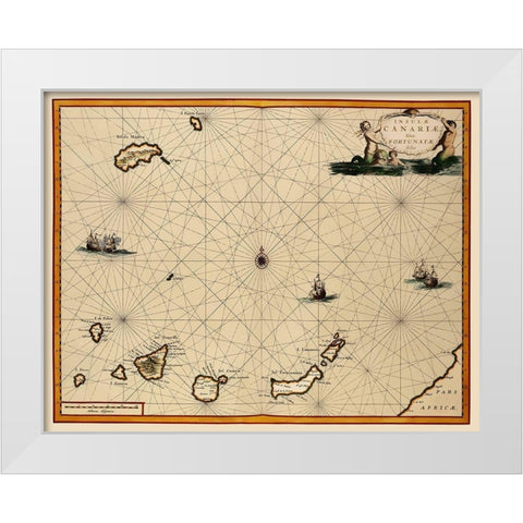Canary Islands Spain - Ogilby 1667 White Modern Wood Framed Art Print by Ogilby