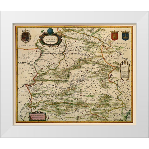 Castile Spain Iberian Peninsula - Blaeu 1635 White Modern Wood Framed Art Print by Blaeu