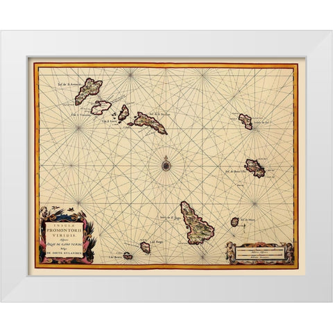 Africa Cape Verde Islands - Blaeu 1667 White Modern Wood Framed Art Print by Blaeu