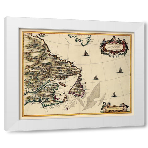 Atlantic Coast Canada - Blaeu 1662 White Modern Wood Framed Art Print by Blaeu
