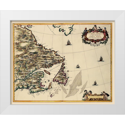 Atlantic Coast Canada - Blaeu 1662 White Modern Wood Framed Art Print by Blaeu
