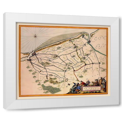 Calais Region France - Blaeu 1662 White Modern Wood Framed Art Print by Blaeu