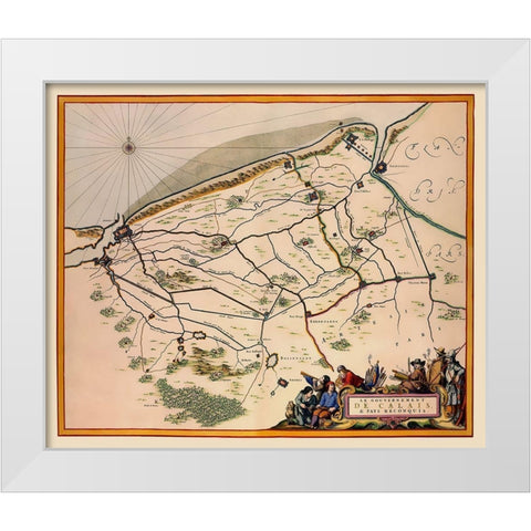 Calais Region France - Blaeu 1662 White Modern Wood Framed Art Print by Blaeu