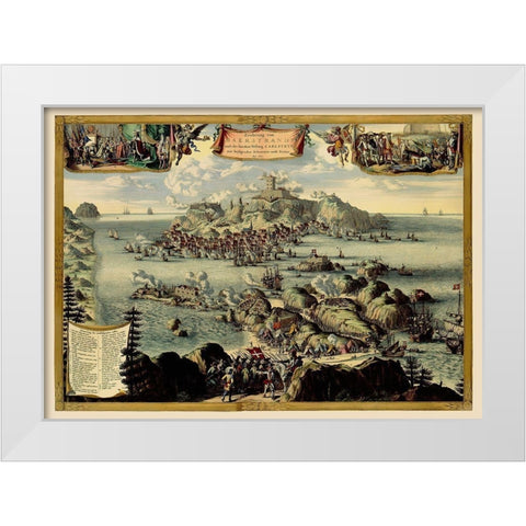 Carlsten Fortress Marstrand Sweden - Fecit 1677 White Modern Wood Framed Art Print by Fecit