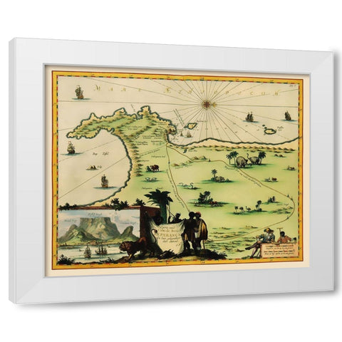 Cape of Good Hope South Africa - Nieuhoff 1682 White Modern Wood Framed Art Print by Nieuhoff