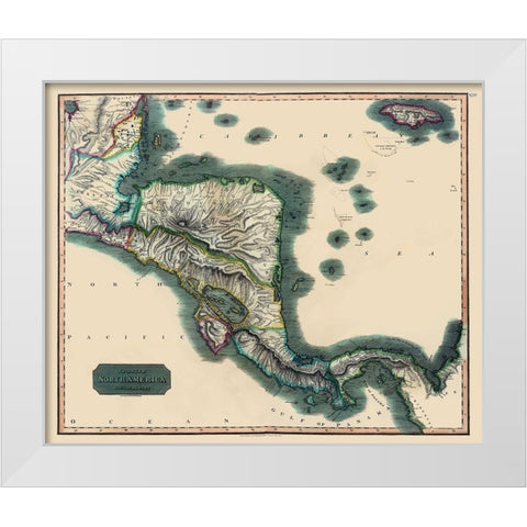 Honduras Guatemala Nicaragua - Baldwin 1816 White Modern Wood Framed Art Print by Baldwin