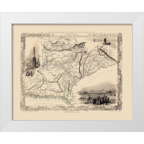 Asia Afghanistan Iran Pakistan - Tallis 1851 White Modern Wood Framed Art Print by Tallis