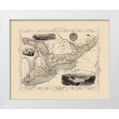 Great Lakes Canada - Tallis 1851 White Modern Wood Framed Art Print by Tallis