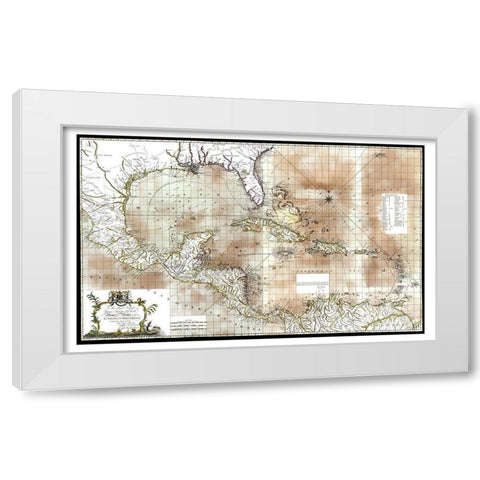 Caribbean Sea Honduras Costa Rica - Speer 1774 White Modern Wood Framed Art Print by Speer