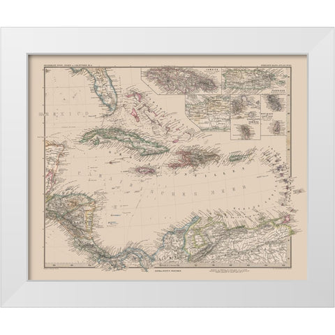 Caribbean Venezuela Columbia Costa Rica Nicaragua White Modern Wood Framed Art Print by Stieler