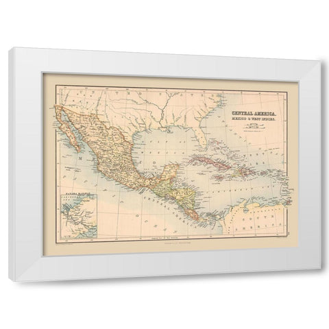 Mexico Guatemala Honduras Nicaragua Costa Rica White Modern Wood Framed Art Print by Black