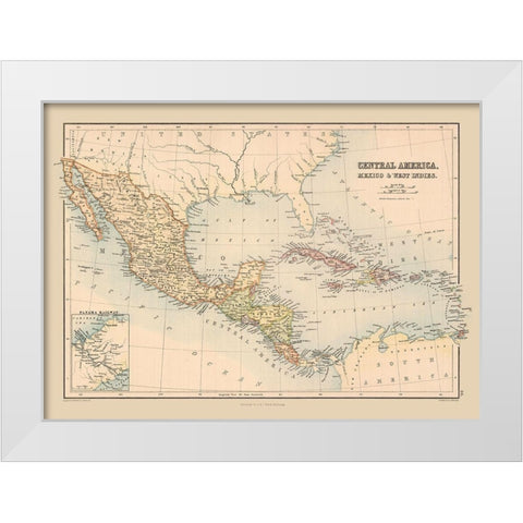 Mexico Guatemala Honduras Nicaragua Costa Rica White Modern Wood Framed Art Print by Black