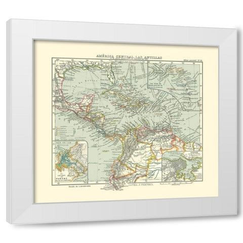 Central America Antilles - Perthes 1921 White Modern Wood Framed Art Print by Perthes