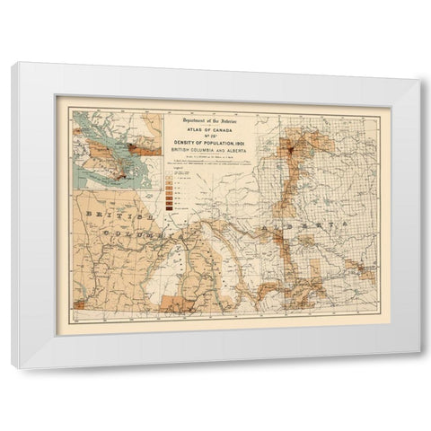 Alberta British Columbia Canada - White 1906 White Modern Wood Framed Art Print by White