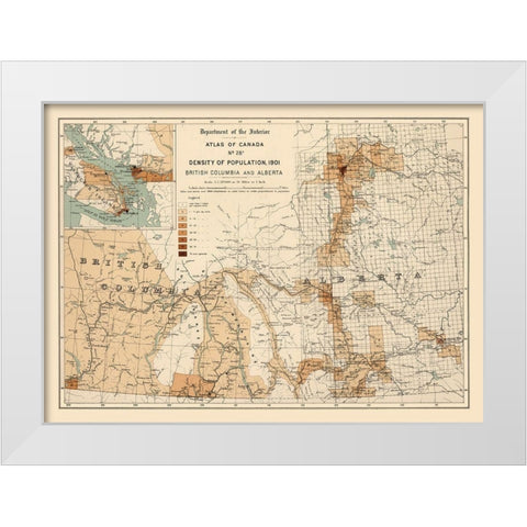 Alberta British Columbia Canada - White 1906 White Modern Wood Framed Art Print by White