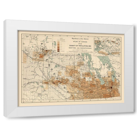 Manitoba Saskatchewan Canada 1901 - White 1906 White Modern Wood Framed Art Print by White