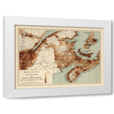 Maritime Provinces Quebec Canada 1901 - White 1906 White Modern Wood Framed Art Print by White