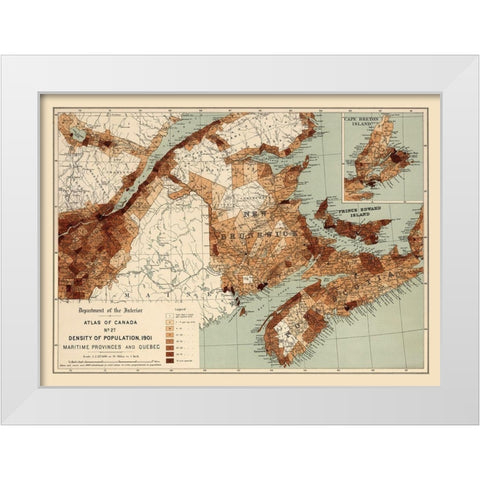 Maritime Provinces Quebec Canada 1901 - White 1906 White Modern Wood Framed Art Print by White