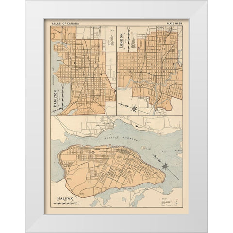 Hamilton London Halifax Canada - White 1906 White Modern Wood Framed Art Print by White