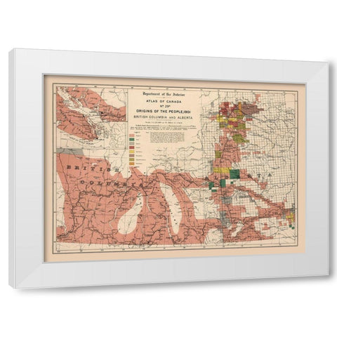 British Columbia Alberta Canada - White 1906 White Modern Wood Framed Art Print by White