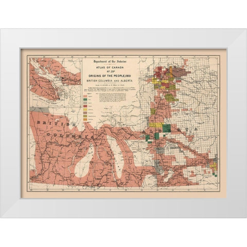 British Columbia Alberta Canada - White 1906 White Modern Wood Framed Art Print by White
